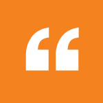 White quotation marks on orange background.